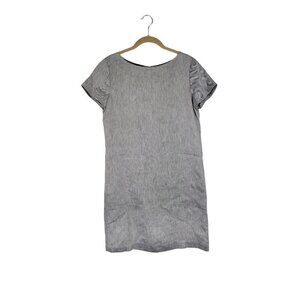 NWT Theory Structured T Dress Gray Linen Twill Shift Dress $395 Size Small